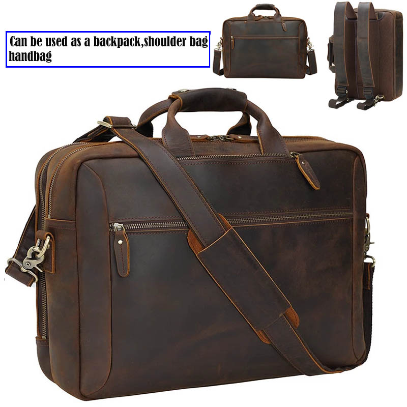 Laptop Bag Leather 15 - 3 Use Men Business Briefcase Vintage