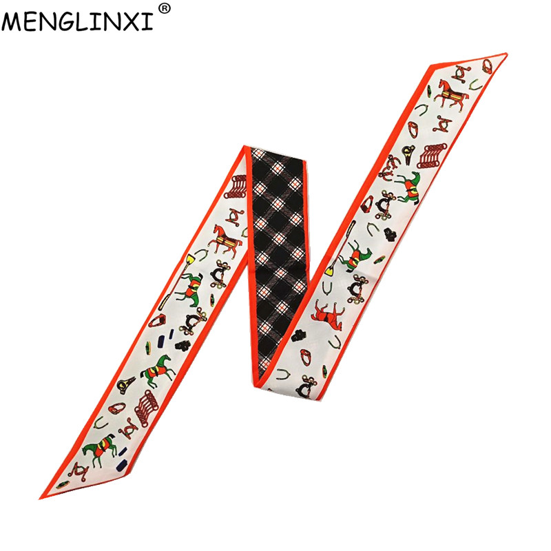 Luxury Bags Duffle - Horse Plaid Skinny Scarf Women Bag