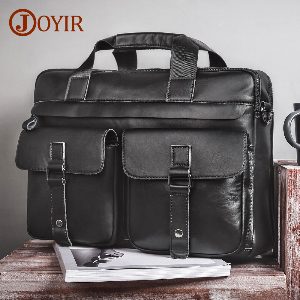 Laptop Bag Leather 15 - JOYIR Genuine Leather Men's Briefcases 15.6