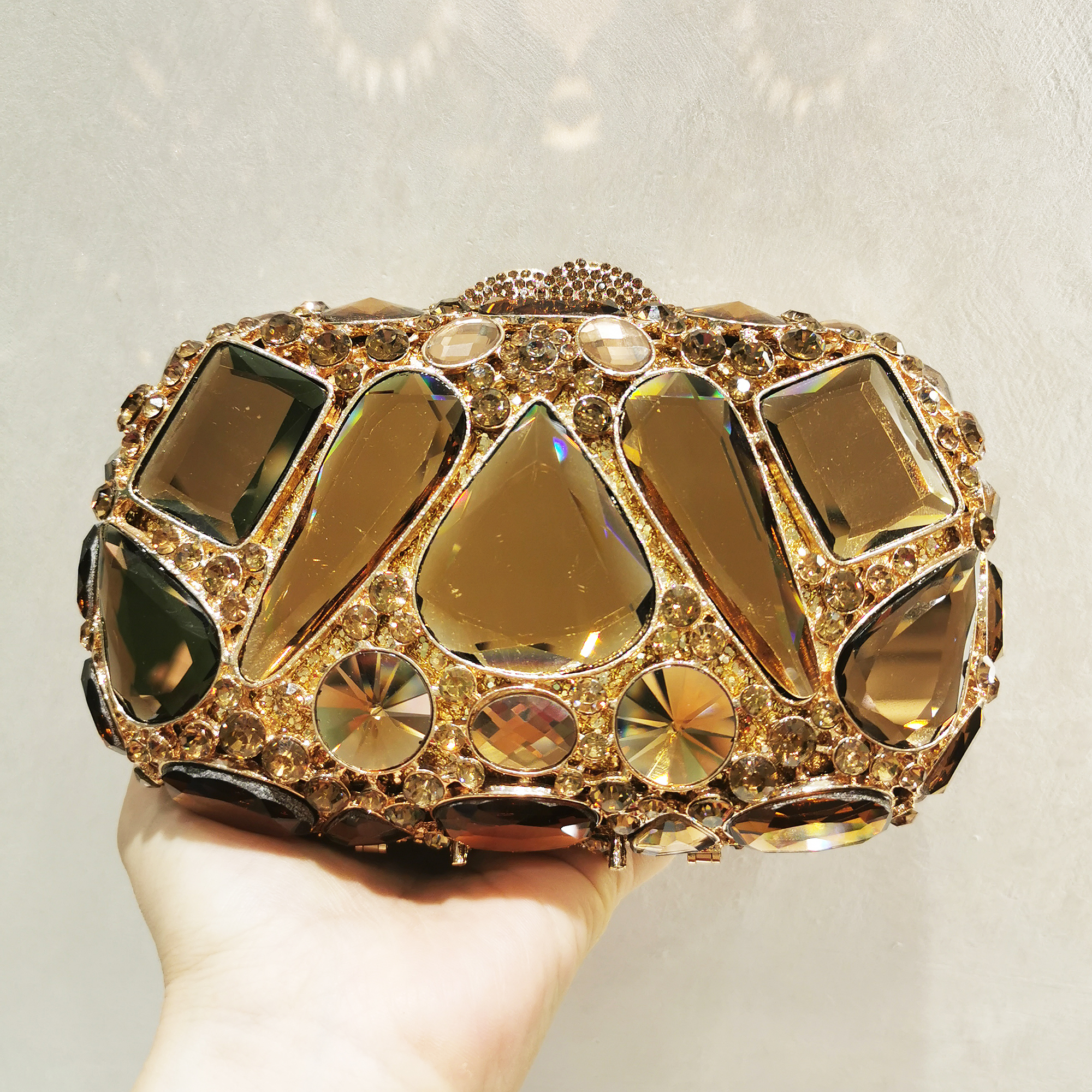 Luxury Bags Big - Gold/Silver Big Stone Evening Purse Bag