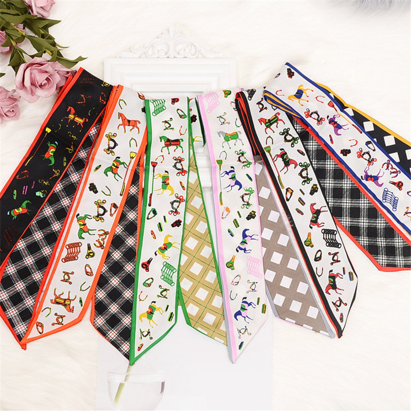 Horse Plaid Skinny Scarf Women - Luxury Bags Duffle avaliação e preço