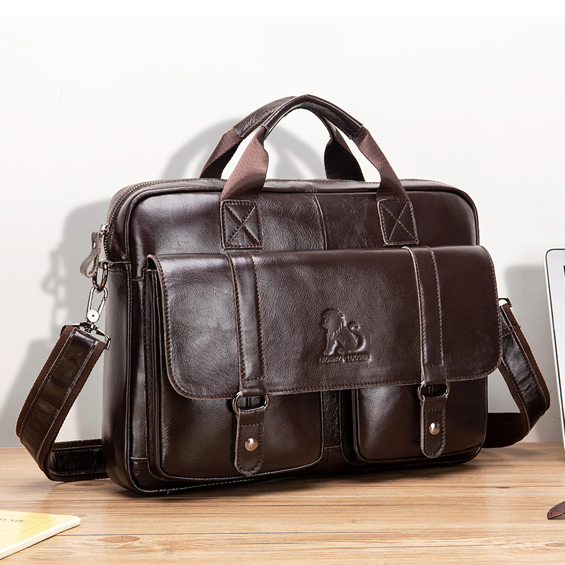 Genuine leather men's briefcas - Laptop Bag Leather 15 avaliação e preço