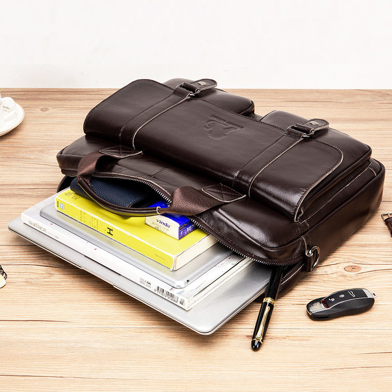 Genuine leather men's briefcas - Laptop Bag Leather 15 avaliação e preço