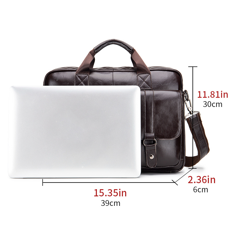 Genuine leather men's briefcas - Laptop Bag Leather 15 avaliação e preço