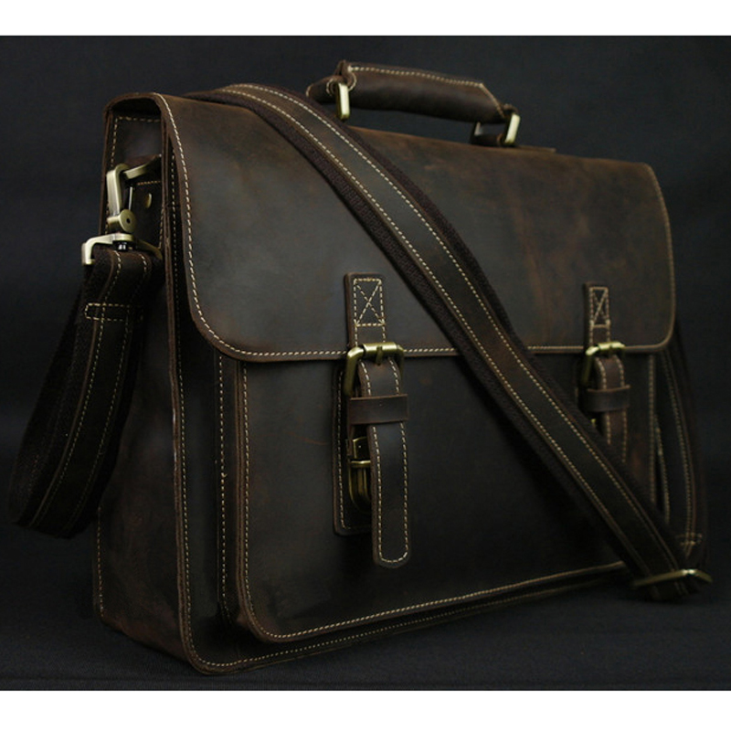 Vintage Crazy Horse Genuine Le - Laptop Bag Leather 15 avaliação e preço