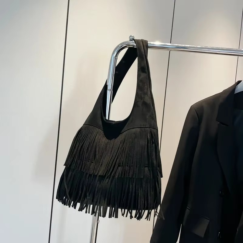 Faux Suede Tassel Shoulder Bag - Luxury Bags On Sales avaliação e preço