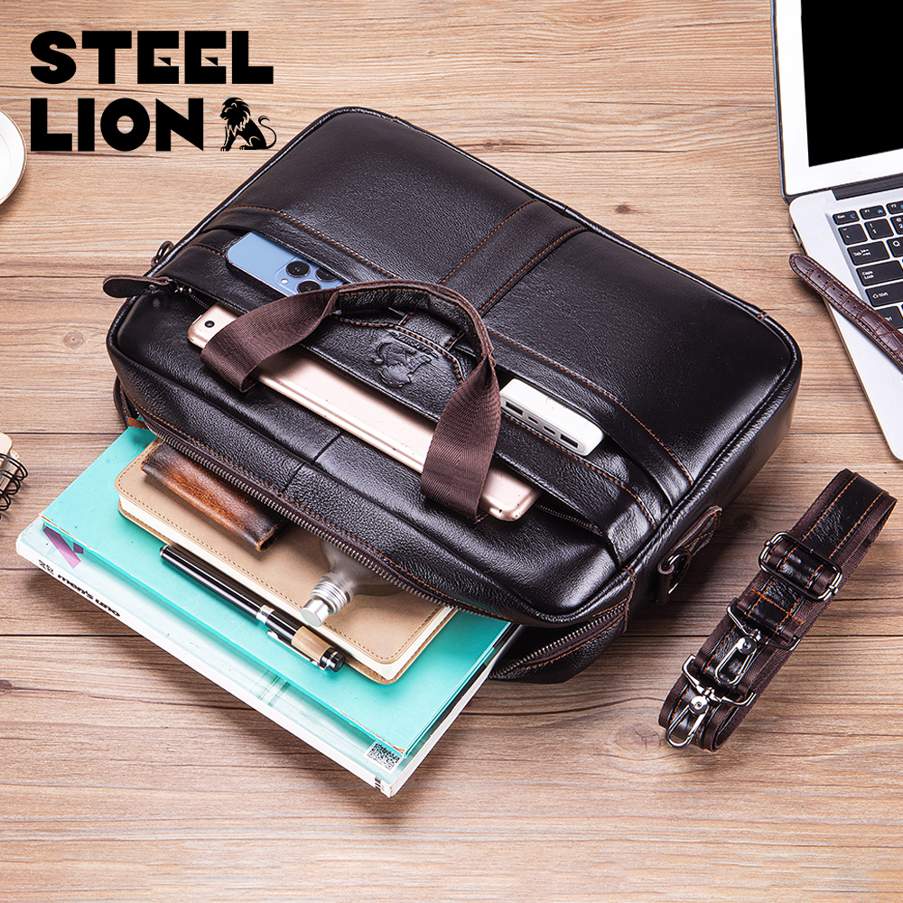 STEEL LION leather men's brief - Laptop Bag Leather 15 avaliação e preço