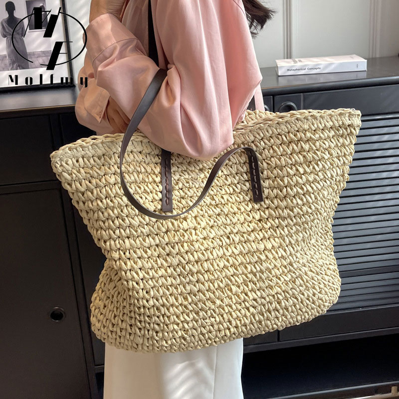 Straw Woven Tote Bags Casual L - Luxury Bags Big avaliação e preço