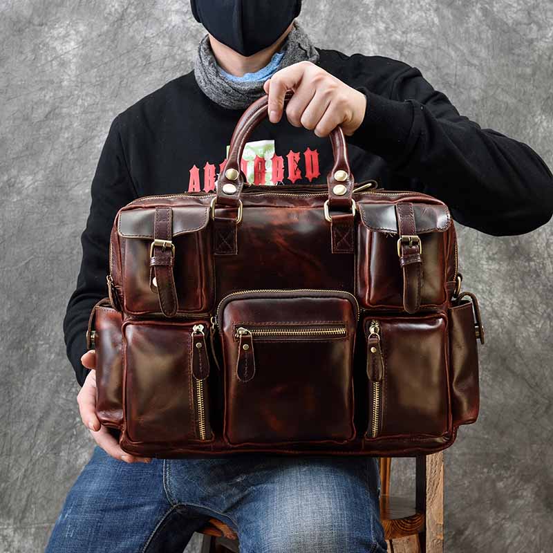 Men's genuine leather briefcas - Laptop Bag Leather 15 avaliação e preço