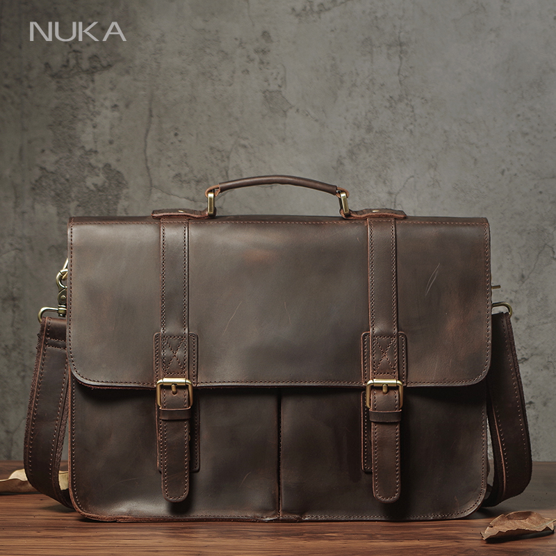 NUKA Men's Executive Briefcase - Laptop Bag Leather 15 avaliação e preço