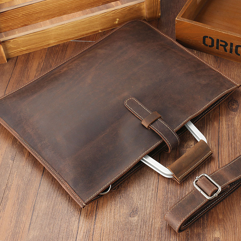 Men's Top Grain Crazy Horse Le - Briefcase Leather Slim avaliação e preço
