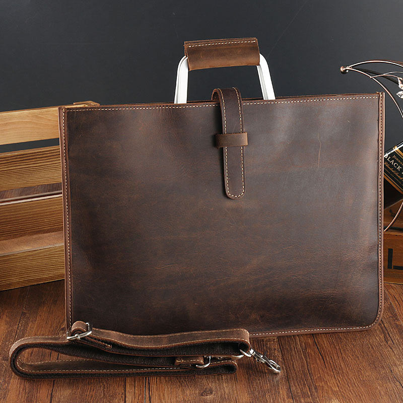 Men's Top Grain Crazy Horse Le - Briefcase Leather Slim avaliação e preço