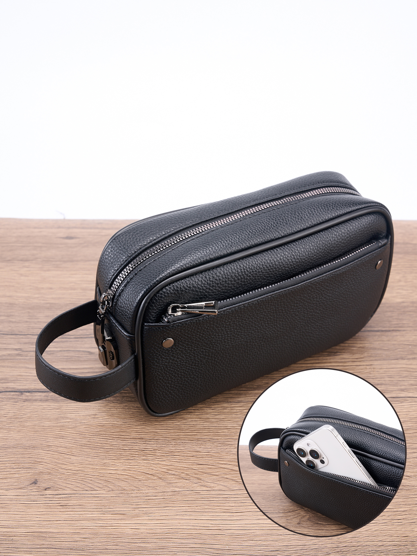 Men's PU Leather Lockable Wris - Briefcase Leather Slim avaliação e preço