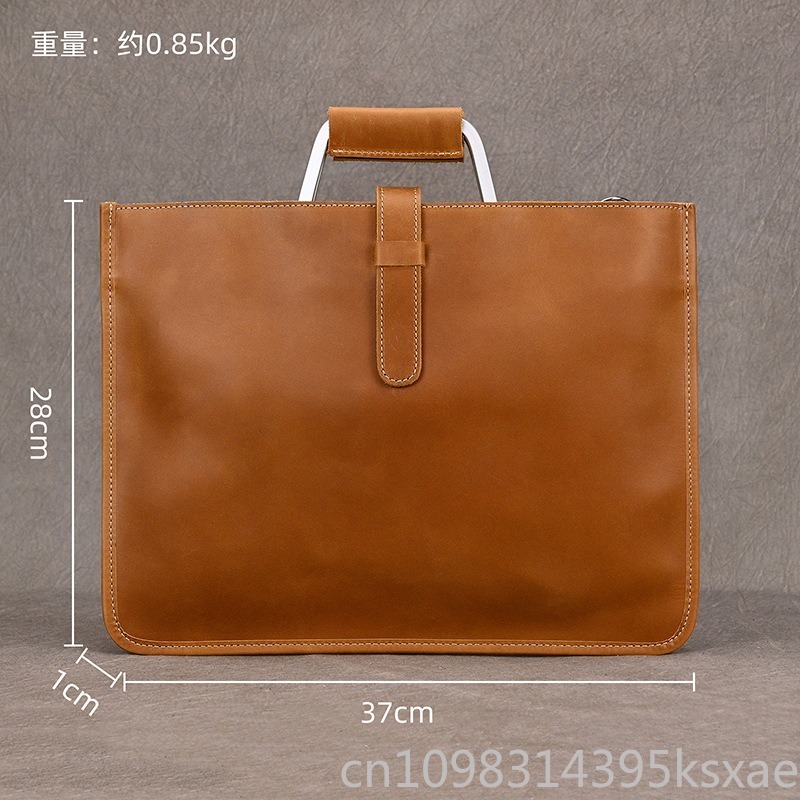Men's Vintage Crazy Horse Leat - Briefcase Leather Slim avaliação e preço
