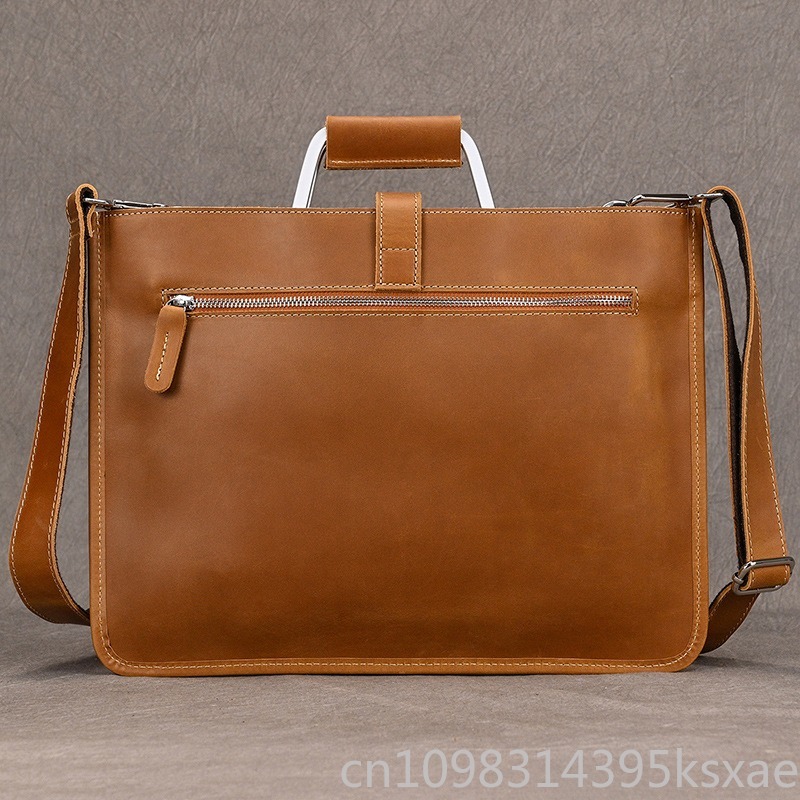 Men's Vintage Crazy Horse Leat - Briefcase Leather Slim avaliação e preço